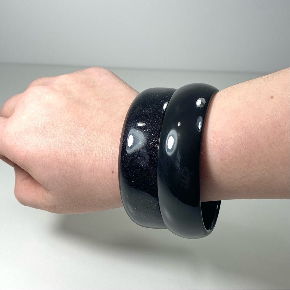 2 Acrylic Bangle Bracelets - Translucent Black + … - image 3